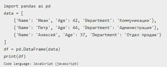 Pandas: как создавать DataFrames