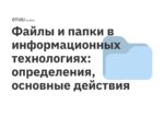Файлы и папки в информационных технологиях: определения, основные действия Файлы и папки в информационных технологиях: определения, основные действия