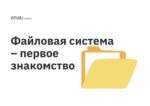 Файловая система – первое знакомство